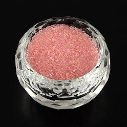Pink AB-цветов покрытием DIY 3г ногтей искусство украшения мини стеклянные бусины, крошечные шарики ногтей икрой, розовые, 0.6~0.8 мм, о 450 г / мешок