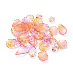 Colorful Electroplate Transparent Glass Beads, Mixed Shapes, Colorful, 5~21x6~14x3~10mm, Hole: 0.9~1.2mm