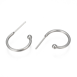 Stainless Steel Color 304 Stainless Steel Earring Hooks, Stainless Steel Color, 17x22x1.5mm, Pin: 1mm