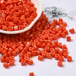 Orange Red Baking Painted Glass Bead, Ceylon, Triangle Hole, Trangle, Orange Red, 5x5x4mm, Hole: 1.3mm, 3150pcs/pound