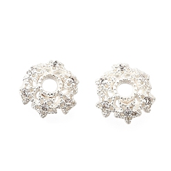 Серебро Звездные латунные колпачки с микропаве из кубического циркония, стойки покрытие, долговечный, без свинца и без кадмия, серебряные, 8.5x2.5 мм, отверстие : 2 мм