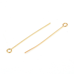 Golden 304 Stainless Steel Eye Pins, Golden, 35mm, Hole: 2mm, Pin: 0.6mm