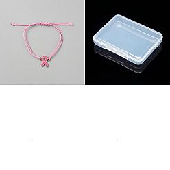 Pink 20шт. браслеты из сплава, регулируемые браслеты из плетеного шнура из полиэстера для женщин, осведомленности ленты, розовые, внутренний диаметр: 3-1/2 дюйм (9 см)