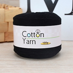 Black Cotton Yarn, for DIY Crochet Crafts, Black, 2.5~3mm