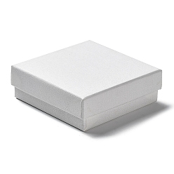 White Cardboard Jewelry Set Boxes, with Sponge Inside, Square, White, 9.1x9.05x3.15cm