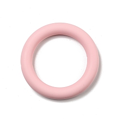 Pink Ring Silicone Beads, Chewing Beads For Teethers, DIY Nursing Necklaces Making, Pink, 65x10mm, Hole: 3mm, Inner Diameter: 46mm