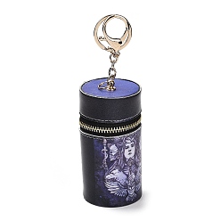 Owl PU Imitation Leather Lipstick Pouch Holder Pendant Keychain, with Alloy Finding, Column, Owl, 16.5cm