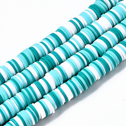 Turquoise Handmade Polymer Clay Beads Strands, for DIY Jewelry Crafts Supplies, Heishi Beads, Disc/Flat Round, Turquoise, 8x0.5~1mm, Hole: 2mm, about 350~387pcs/strand, 15.75 inch~16.14 inch(40~41cm)