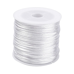 WhiteSmoke 30M Nylon Rattail Satin Cord, Beading String, for Chinese Knotting, Jewelry Making, WhiteSmoke, 1mm, about 32.81 Yards(30m)/Roll