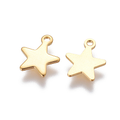 Golden 304 Stainless Steel Charms, Star, Golden, 11.5x9.5x1mm, Hole: 1.4mm