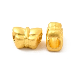Matte Gold Color Rack Plating Alloy European Beads, Large Hole Beads, Lead Free & Cadmium Free & Nickel Free, Butterfly, Matte Gold Color, 8.5x13x7.5mm, Hole: 4.5mm