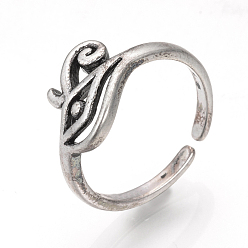 Antique Silver Adjustable Brass Cuff Finger Rings, The Eye of Horus, Size 7, Antique Silver, 17mm