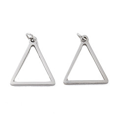 Triangle 304 Stainless Steel Pendants, Laser Cut, with Jump Ring, Stainless Steel Color, Triangle, 17x15x1mm, Hole: 2mm