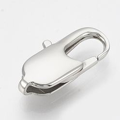 Stainless Steel Color 304 Stainless Steel Lobster Claw Clasps, Oval, Stainless Steel Color, 13x6.5x3mm, Hole: 1mm