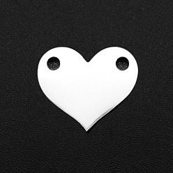 Stainless Steel Color 201 Stainless Steel Links, Heart, Laser Cut, Stamping Blank Tag, Stainless Steel Color, 8.5x10x1mm, Hole: 1.2mm