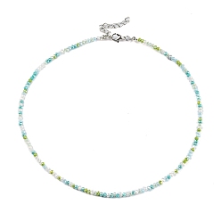 Yellow Green Bling Glass Beaded Necklace for Women, Yellow Green, 16.93 inch(43cm)