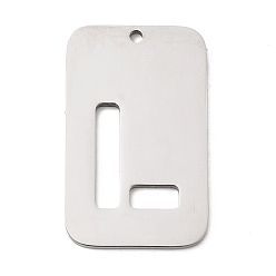 Letter L 304 подвески из нержавеющей стали, прямоугольник с буквой, цвет нержавеющей стали, Письмо L, 33x20x1.5 мм, отверстие : 1.8 мм