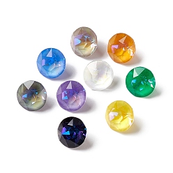 Mixed Color Mocha Fluorescent Style K9 Glass Rhinestone Cabochons, Pointed Back, Diamond, Mixed Color, 10x7mm