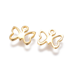 Golden 304 Stainless Steel Charms, Cut-Out, Butterfly, Golden, 9x10x1mm, Hole: 1.2~1.4mm
