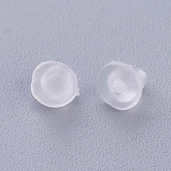 Clear Plastic Ear Nuts, Earring Backs, Clear, 3.5x4mm, Hole: 0.3mm