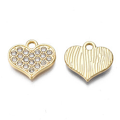 Кристалл Талисман из сплава, со стразами, без кадмия, без никеля и без свинца, сердце, золотой свет, кристалл, 13.5x15x2 мм, отверстие : 2 мм