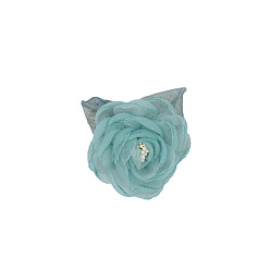 Turquoise 3D Cloth Flower, for DIY Shoes, Hats, Headpieces, Brooches, Clothing, Turquoise, 50~60mm
