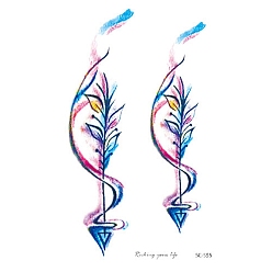 Colorful Feather Pattern Removable Temporary Tattoos Paper Stickers, Colorful, 15x10.5cm