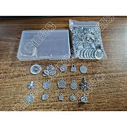 Antique Silver 150Pcs 15 Style Tibetan Style Alloy Pendants, Mixed Shapes, Antique Silver, 10pcs/style