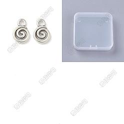 Antique Silver 150Pcs Tibetan Style Alloy Charms, Vortex, Cadmium Free & Lead Free, Antique Silver, 11.5x8x1.5mm, Hole: 1.8mm