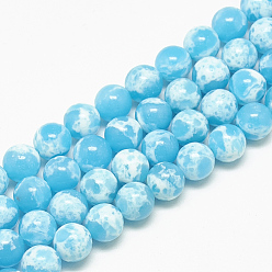 Deep Sky Blue Synthetic Imperial Jasper Beads Strands, Round, Deep Sky Blue, 6mm, Hole: 1mm, about 59~61pcs/strand, 14.7~15.3 inch