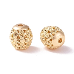 Champagne Gold Brass Hollow Barrel Bead Rhinestone Settings, Champagne Gold, Fit for 1.6mm rhinestone, 11.5x10.5mm, Hole: 2mm