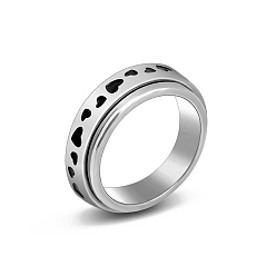 Heart Stainless Steel Rotating Finger Ring, Fidget Spinner Ring for Calming Worry Meditation, Heart, US Size 6(16.5mm) 