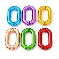 Mixed Color UV Plated Acrylic Linking Rings, Quick Link Connectors, Oval, Mixed Color, 57x34x9.5mm, Inner Diameter: 37.5x14.5mm