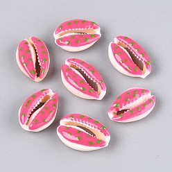 Бледно-Розовый Бусины из натуральной каури, с эмалью, неразрушенное / без отверстия, розовый жемчуг, 17~22x11~15x7~8 мм