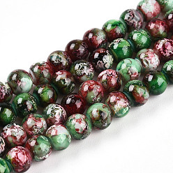 Зеленый Выпечка окрашенные стеклянные бусины, круглые, зелёные, 4~4.5 мм, отверстие : 0.8 мм