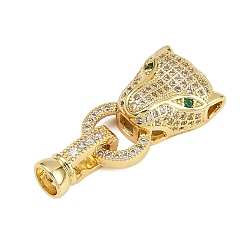 Золотой Латунные микро проложить кубического циркония раз за застежками, леопард, золотые, 32 мм