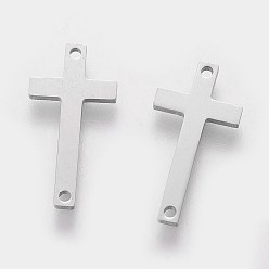 Stainless Steel Color 304 Stainless Steel Links connectors, Sideways Cross, Stainless Steel Color, 20x10x1mm, Hole: 1mm