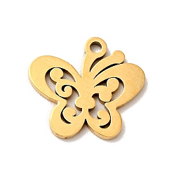 Golden 304 Stainless Steel Stamping Blank Tag Pendants, Double Side Polished, Butterfly, Golden, 11x12x1mm, Hole: 1mm