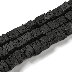 Lava Rock Natural Lava Rock Beads Strands, Cube, 4~5x4~5x4~5mm, Hole: 0.8mm, about 85pcs/strand, 15.35 inch(39cm)