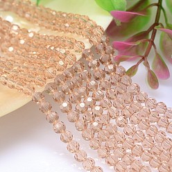 PeachPuff Imitation Austrian Crystal Bead Strands, Grade AAA, Faceted Round, PeachPuff, 4mm, Hole: 0.7~0.9mm, about 100pcs/strand, 15.7 inch