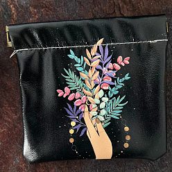 Colorful Rectangle PU Leather Multipurpose Shrapnel Makeup Bags, Printed Coin Pouches for Lipstick, Small Items, Change Storage, Colorful, 11x10.5x0.5cm