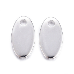 Silver 201 Stainless Steel Charms, Stamping Blank Tag, Oval, Silver Color Plated, 9x5x1mm, Hole: 1mm