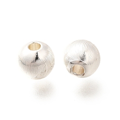 Серебро Латунные бусины, долговечный, без кадмия и без свинца, круглые, серебряные, 7.5x7 мм, отверстие : 2 мм