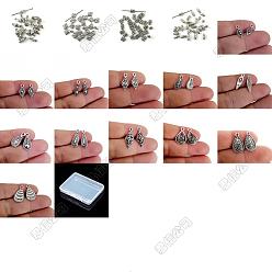 Mixed Shapes 160Pcs 16 Styles Tibetan Style Alloy Pendants, Antique Silver, Mixed Shapes, 7~21x4~11mm, Hole: 1.5mm, 10pcs/style