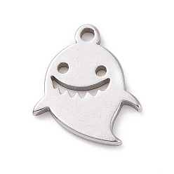 Stainless Steel Color 304 Stainless Steel Charms, Ghost Charms, Stainless Steel Color, 12x10x1mm, Hole: 1mm