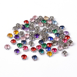 (52) Непрозрачная лаванда Шить на горный хрусталь, многожильных ссылки, многожильных ссылки, акриловые горный хрусталь, с настройками латуни, аксессуары для одежды, разноцветные, 8x8x6 мм, отверстие : 1~1.5 мм