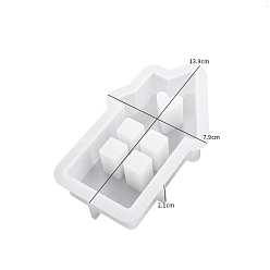 White DIY Silicone Candle Molds, For Candle Making, House, White, 13.9x7.9x2.1cm