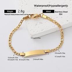 Golden Adjustable 304 Stainless Steel Link Bracelets, Rectangle, Golden, 6.69 inch(17cm)