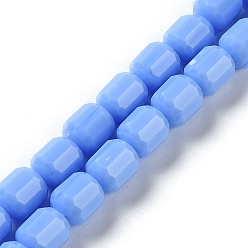 Bleu Bleuet Perles verre opaque brins, tonneau à facettes, bleuet, 6.5~7x6mm, Trou: 1mm, Environ 78 pcs/chapelet, 20.28~21.65 pouce (51.5~55 cm)