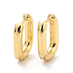 Real 18K Gold Plated Brass Oval Hoop Earrings for Women, Cadmium Free & Nickel Free & Lead Free, Real 18K Gold Plated, 16x12x3mm, Pin: 0.8mm